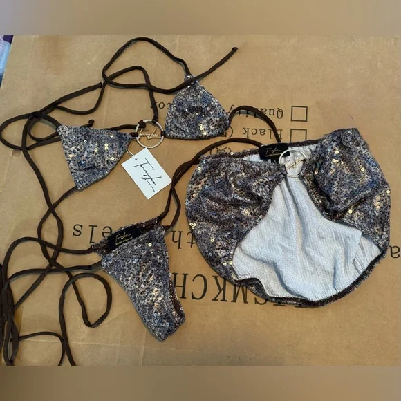 Terry Lee MIRANDA 3 PIECE SWIM in Leopard Brown made in Miami - Picture 5 of 9